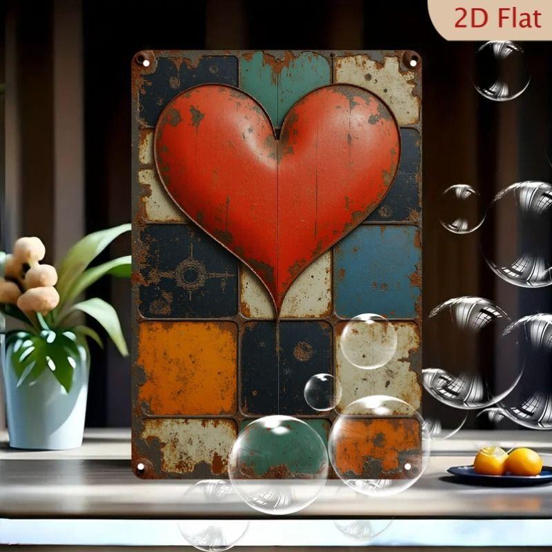 Peinture décorative métallique rétro pour la Saint-Valentin pour chambre à coucher de couples, salon, café, bar, restaurant