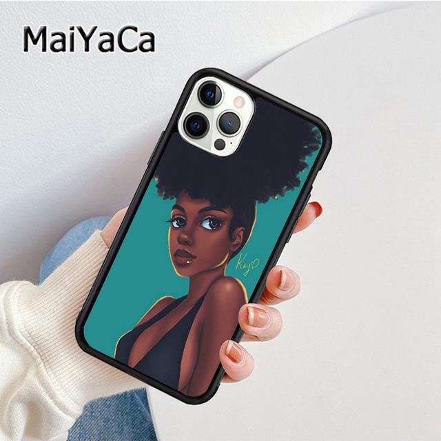 

MaiYaCa Afro Black Girl Phone Case Cover For iPhone 17 Air 16 16e 15 plus 11 12 13 14 pro max shell coque iPhone 11pro max