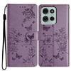 For Motorola Moto G86 5G Wallet Phone Case Butterfly Floral Imprint Leather Flip Cover with Strap