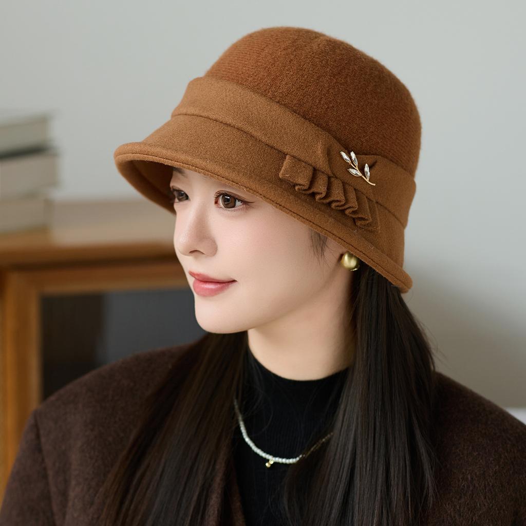 Fashion Basin Hat Women's Autumn and Winter Elegant Warm Top Hat Mother's New Bucket Hat