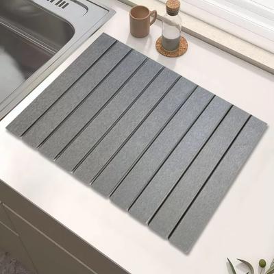 Tapis Absorbant en Pierre pour Séchage de Vaisselle Tapis de Table Pliable Tapis Multifonctionnel pour Égouttoir d'Évier
