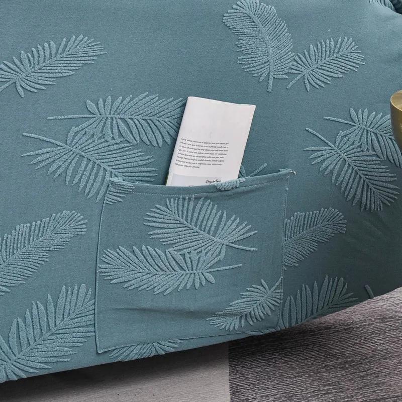 1/2/3 Seater Stretch Recliner Sofa Covers Leaves Jacquard Non-Slip Armchair Cover for Living Room Solid Color Relax Chair Cover