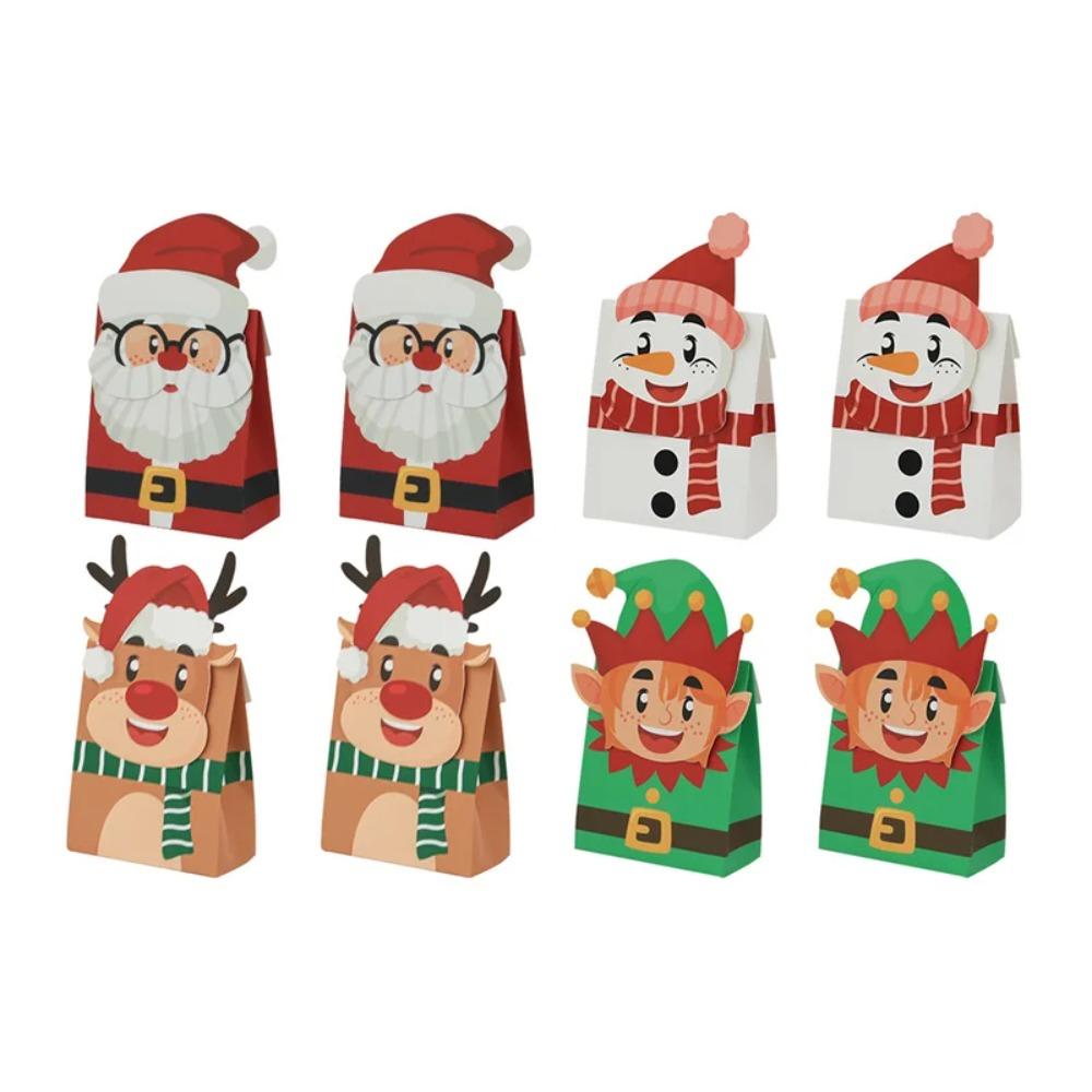 

10PCS Kraft Paper Candy Cookie Snack Boxes Christmas Gift Cartoon Bag Christmas Party Decoration Snowman