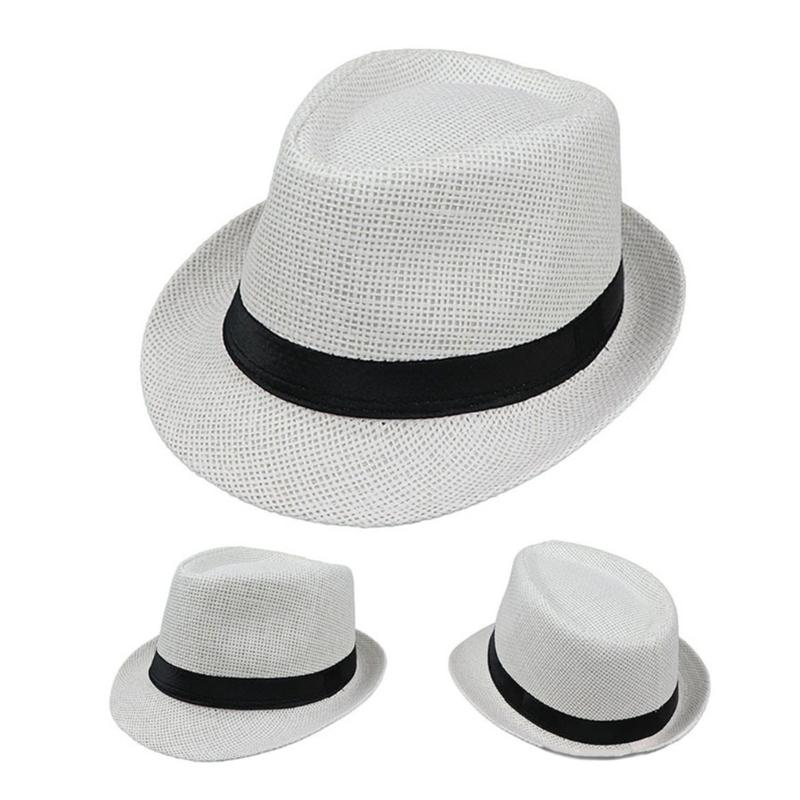 British Trilby Hat for Adult Outdoor Camping Fishing Straw Weaving Fedoras Hat