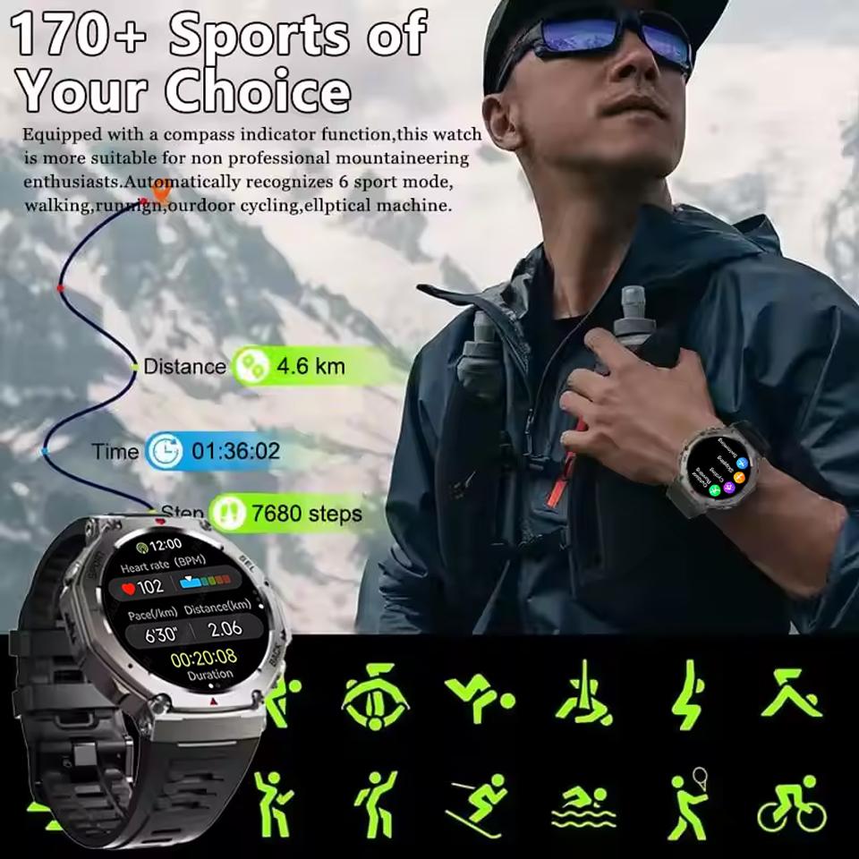 Brand-New Superior-Grade Outdoor Premium-Quality Gps First-Class Smart Superior-Grade Watch First-Class Men Top-Grade 143" Superior-Grade Amoled
