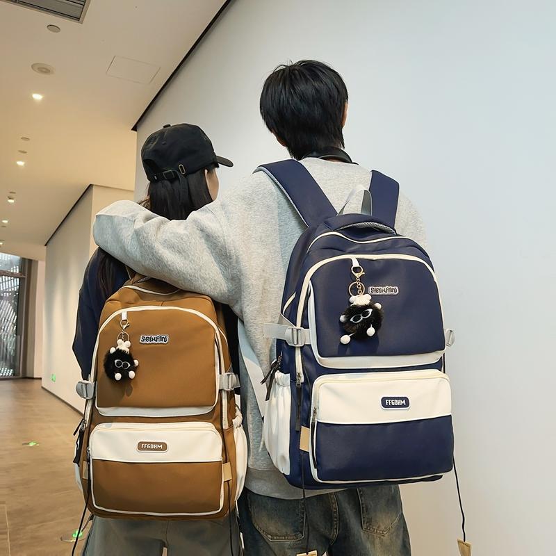 Men's Contrast Color Backpack Women's Large Capacity Backpack Student Schoolbag