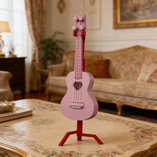 Mini Musikinstrument Modell Miniatur Gitarre Ukulele Guzheng Spielzeug mit Ständer für Puppenhaus Zubehör Heimdeko