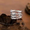 Stainless Steel Multi Layer Hollow Wide Rings for Women Men Classic Retro Texture Chunky Opening Rings Party Jewelry Accessories