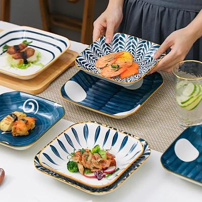 Piatti Quadrati Fondi Stile Giapponese Piatto da Cena in Ceramica Piatti Creativi per Sushi Stoviglie per la Casa Piatti da Cena
