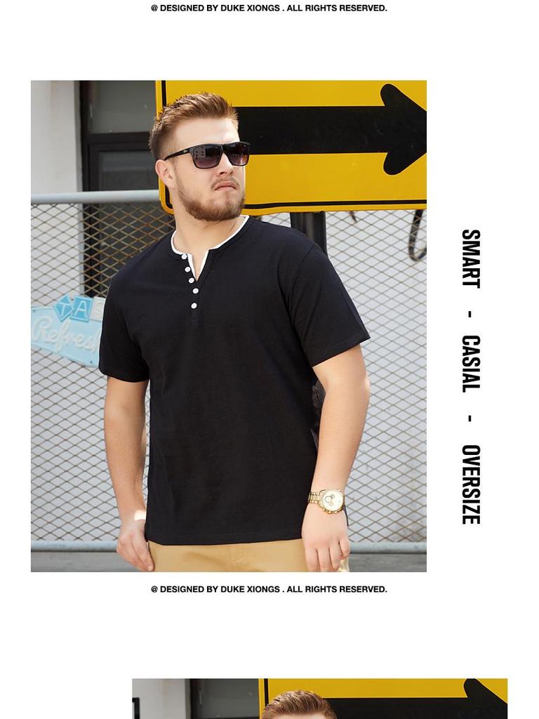 Men's 8XL Trendy V-Neck Short-Sleeve T-Shirt, Korean Style