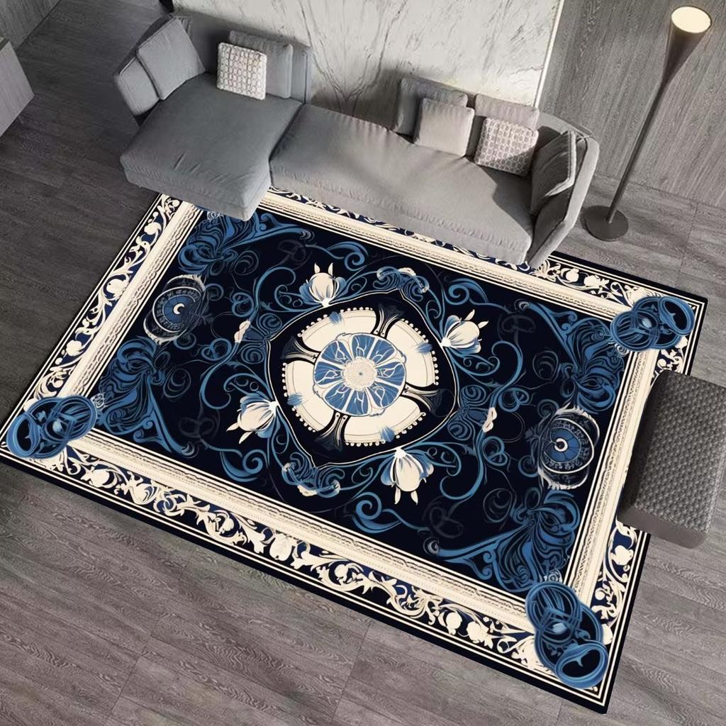 Luxury Marble Carpet Living Room European Style High-grade Non-slip Soft Large Rugs Bedroom Decoration Bedside Plush Floor Mats