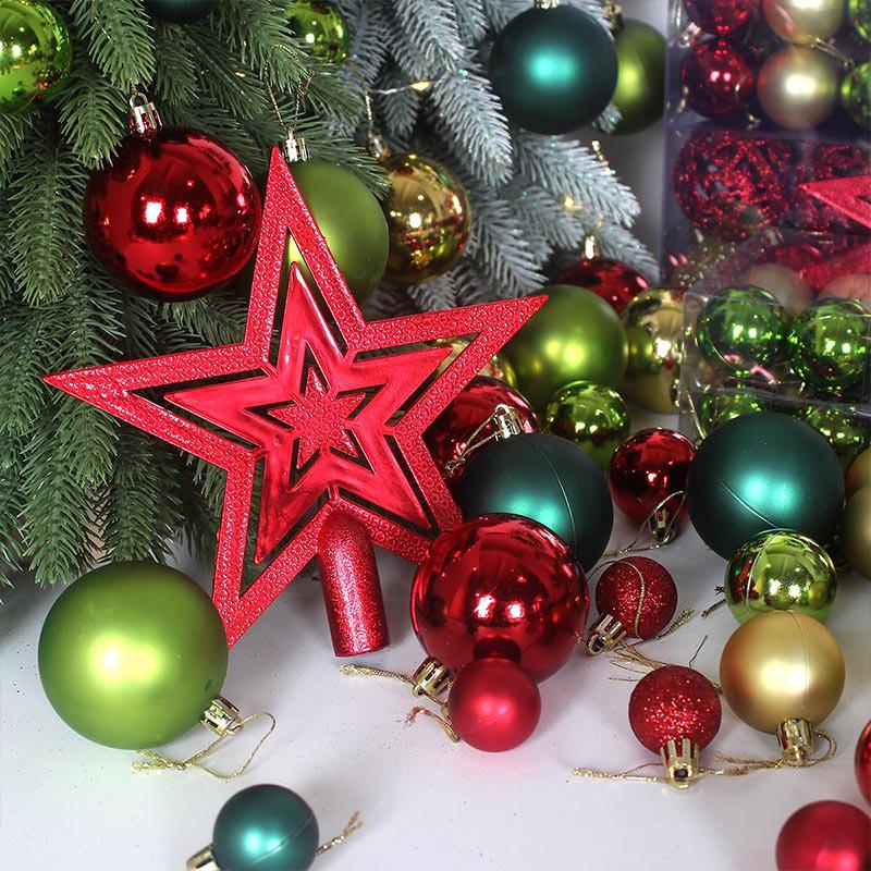 101-Piece Christmas Star Ornament Set: Electroplated Plastic Balls