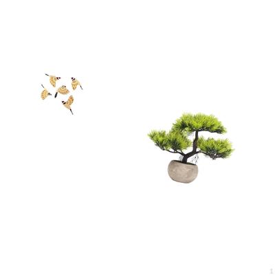 Wooden Bird Wall Art And Artificial Bonsai Tree Decorative Ornament for Housewarming Gift