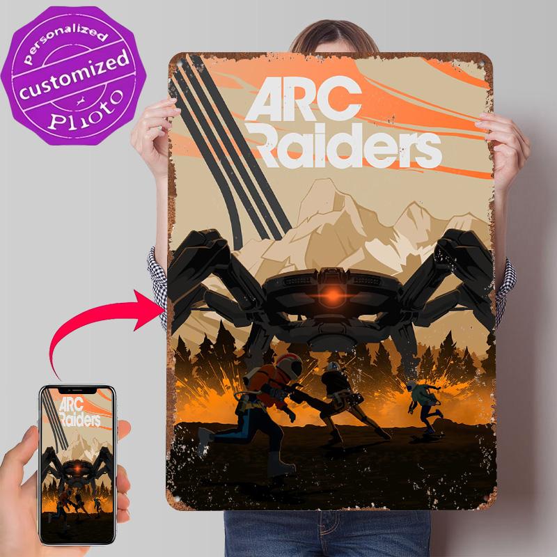 Arc Raiders Plakat Gry Niestandardowe Vintage Metalowe Znaki Sztuka Ścienna Retro Blaszana Tabliczka do Dekoracji Domu Przedmioty Wystroju Domu Wand Deko