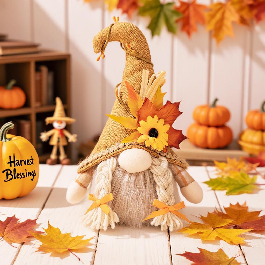 Thanksgiving Autumn Light-Up Maple Leaf Gnome Ornament