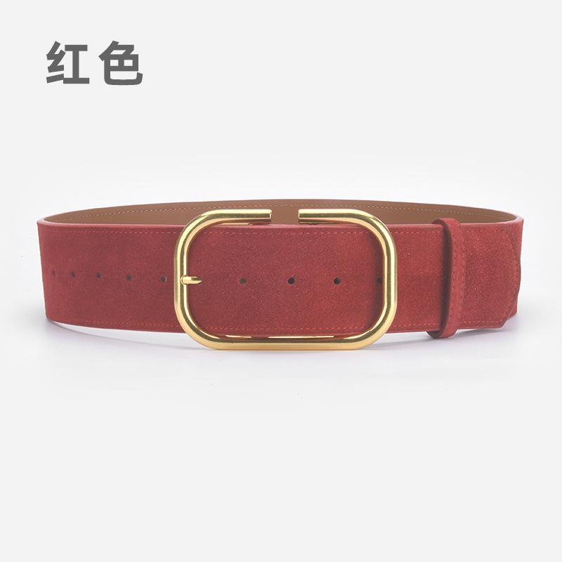 Retro Matte Waist Seal Women'S Simple Suede Leather Belt With Dress High-End Decorative Belt
