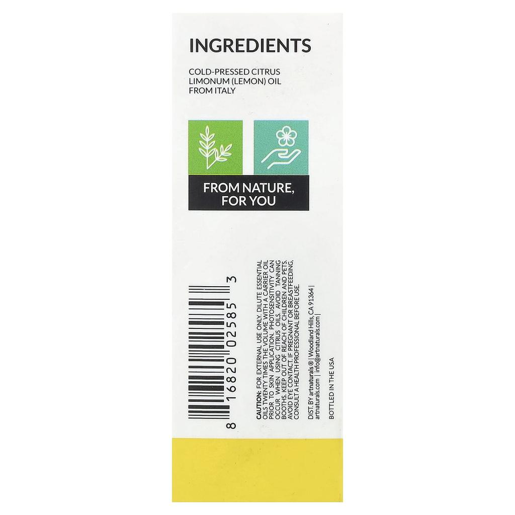 Artnaturals, Reines natürliches ätherisches Öl, Zitrone, 15 ml (0,50 fl oz)