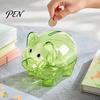 Pig Shape Coin Bank Unbreakable Plastic Piggy for Kids, Transparent Cash Educational Savings Box Bank, Money Saving Jar Nursery Bedroom Decor Cartoon