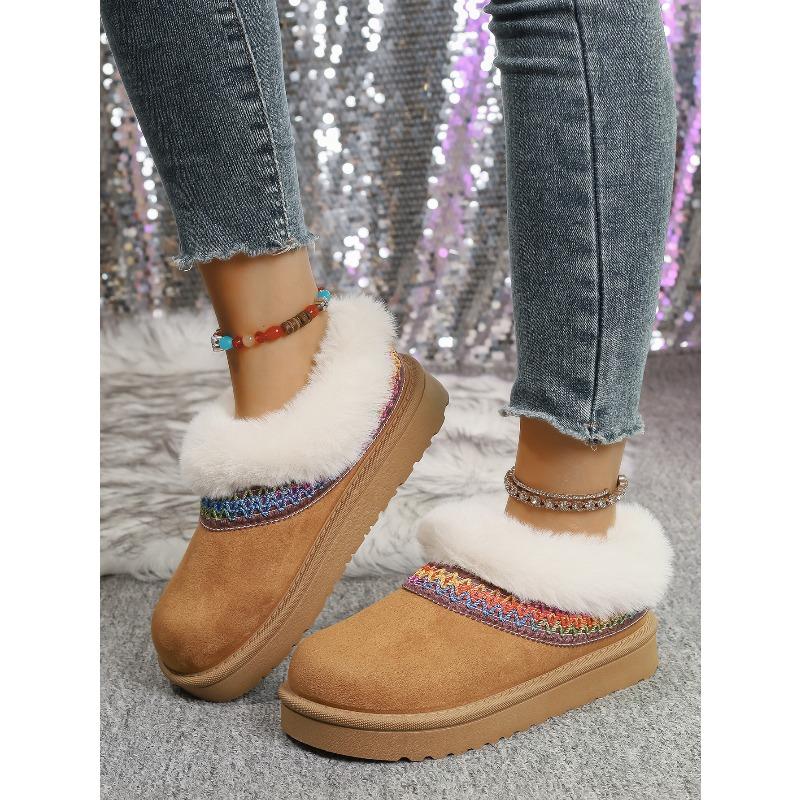 2025 Plus Size Winter New Arrival Comfortable Chunky Sole Padded Toe Ethnic Style Slip-On Snow Boots Cotton Boots for Women