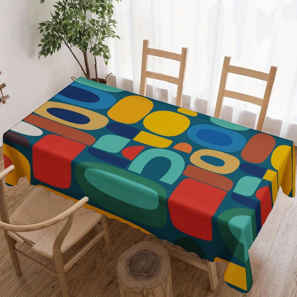 Nappe Rectangle Géométrique Abstrait pour Décoration de Table Cuisine Salle à Manger Imperméable Réutilisable Nappe pour Tables Intérieur Extérieur 90x140cm