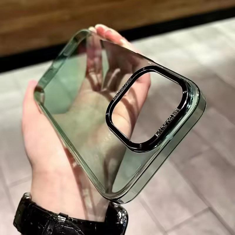 Luxury Transparent PC Shockproof Bumper phone case for iphone 16 15 14 13 12 11 Pro Max Plus Metal buttons cover