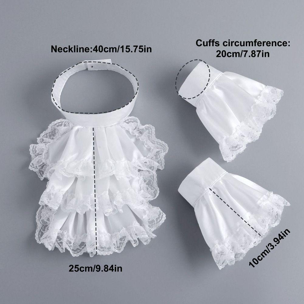 Ruffled Vintage Victorian Costume Detachable Fake Collar Accessory Set Cosplay Accessory