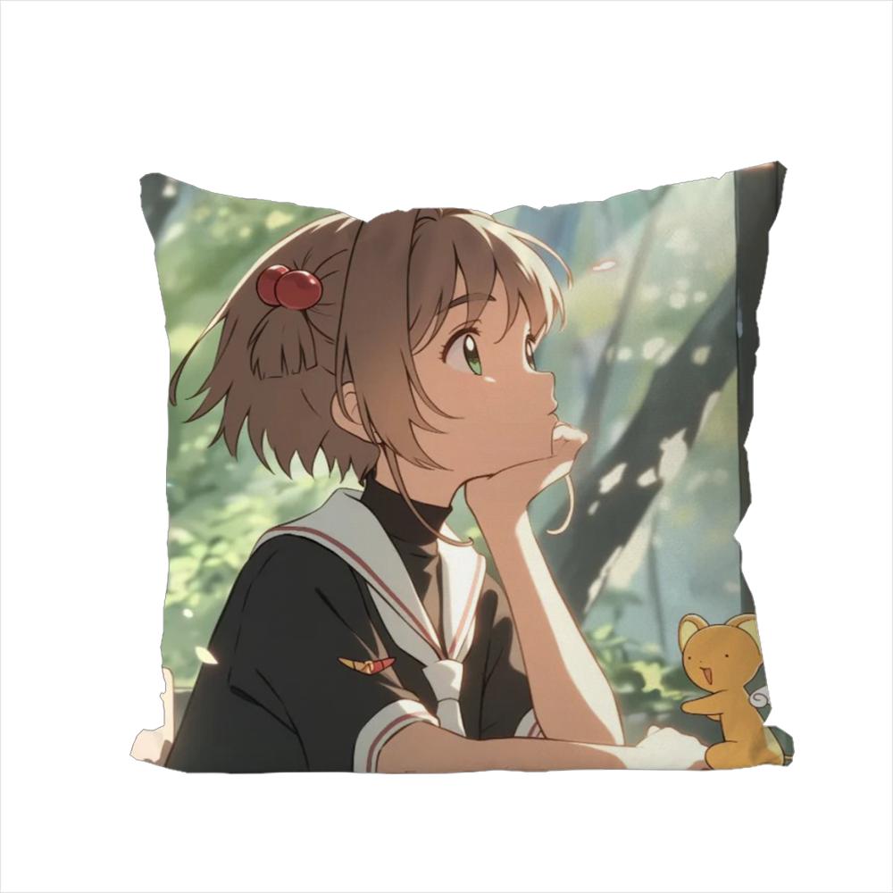 

Cardcaptor Sakura Pillow Case For Car Sofa Decorative Home Doublesided Print Plush Square Throw Pillow Cushion Cover 30x30cm