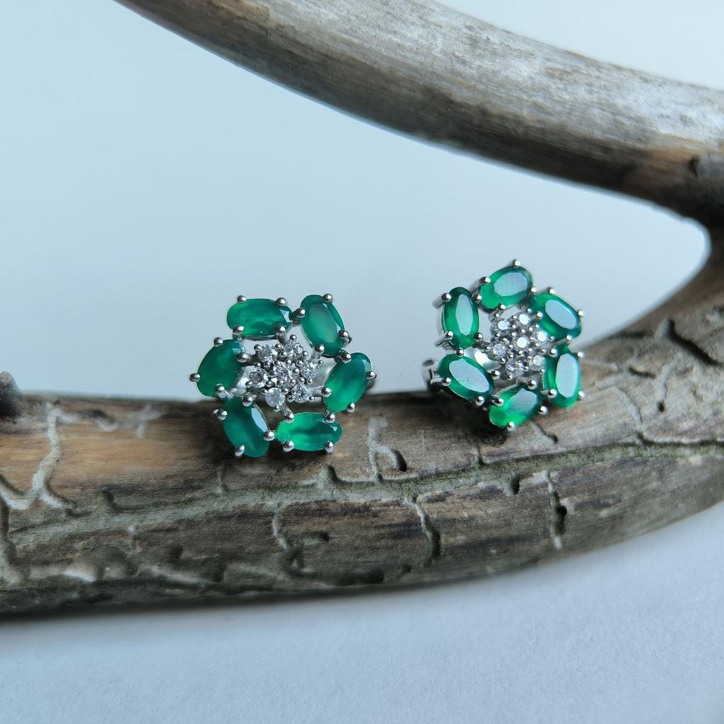 Silver Earrings with Natural Agate 2.983ct (2189596)