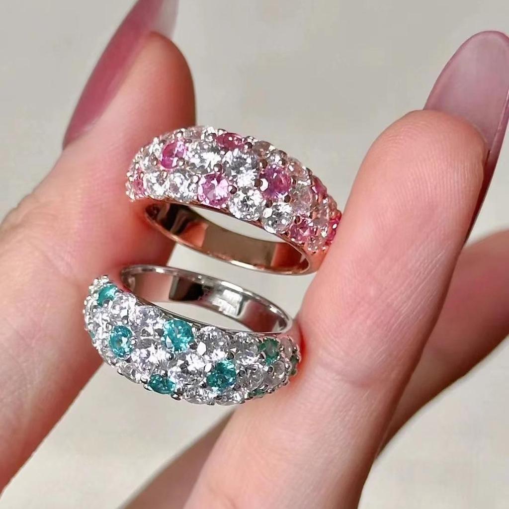 Paraiba Mint Ring: Pink Corundum & Diamond Pavé in Old Money Style