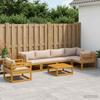 Sofa Set 7 Pieces Natural Solid Acacia Wood