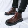 Retro British Style Men's High-top Martin Chelsea Boots - Large Size, Thick Sole, Versatile Workwear Design.
