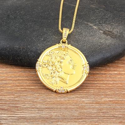 

Nidin European and American Fashion Round Shape Coin Personalized Head Image Label Pendant Necklace Fine Party Jewelry Gift