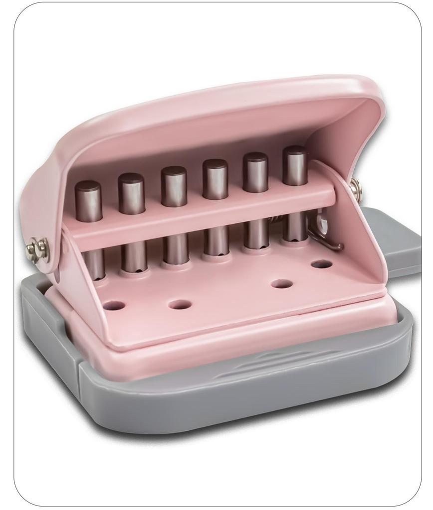 6-Hole Round Loose-Leaf Puncher, Student-Friendly, Multi-Hole, Manual, Labor-Saving.