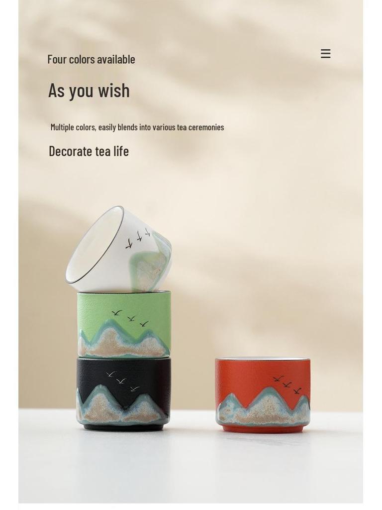 Ceramic Mastery Hand-Painted Retro Teacup - Chinese Style Gift with Custom Logo Packaging