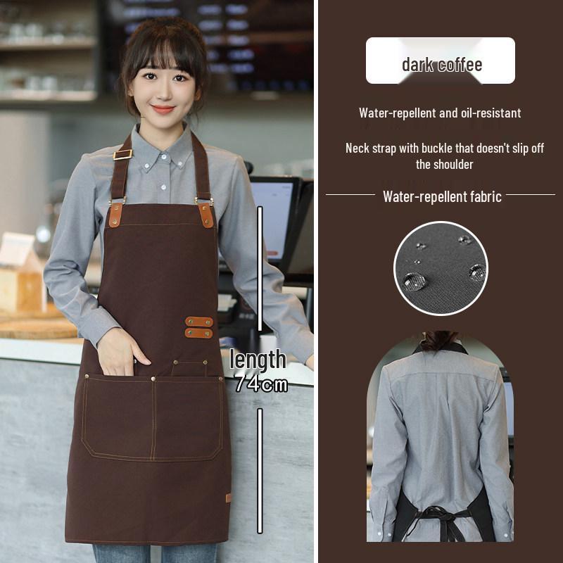 Apron for Catering with Logo Printing - Stain-Proof Workwear for Home, Hair Salon, Milk Tea Shop, and Studios.