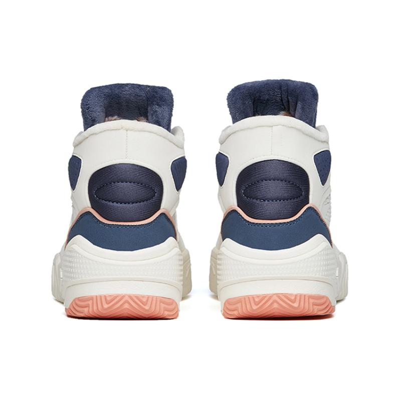 Anta Life Collection Anti-Slip Wear-Resistant High-Top Skateboard Shoes Women's White Blue Sneakers