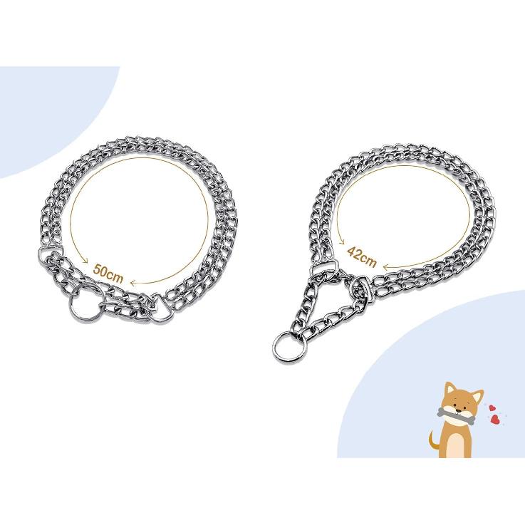 Dog Chain Collar Metal Martingale Anti Chew Training Collars Chew Proof, Chrome Plated, Double Link for Small Medium Dogs (for Pet's Neck 16-19'')