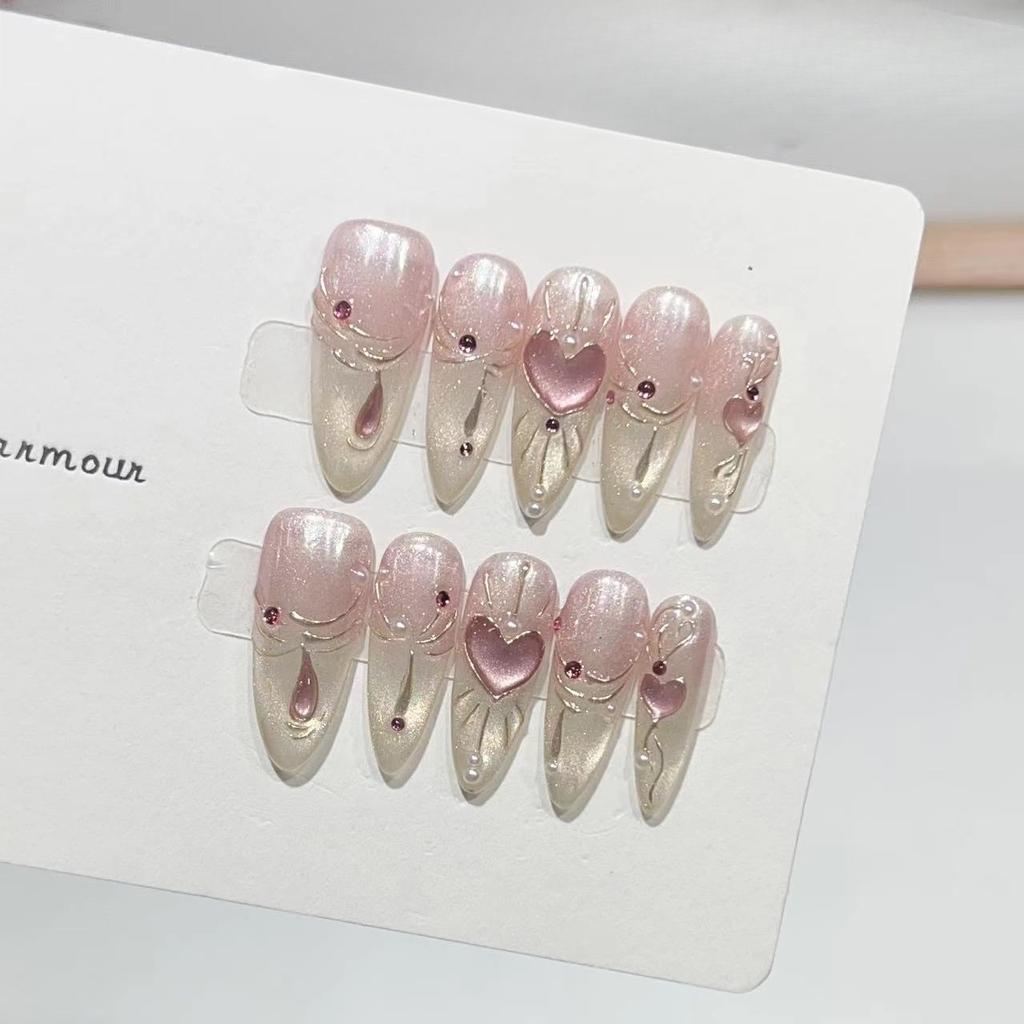 Sailor Moon Manicure Wearing Armor Highlight Cat Eyes Love Gradient French Removable Fake Nail Patch