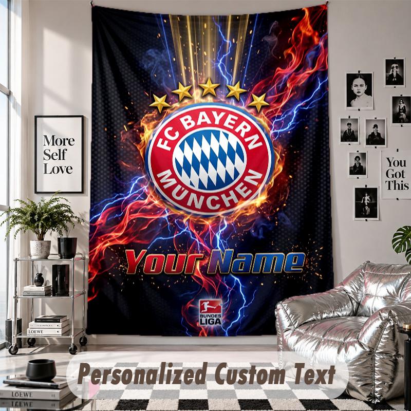 Arazzo da Appendere alla Parete con Nome e Testo Personalizzati, Arazzo Decorativo del Bayern Monaco per la Camera da Letto