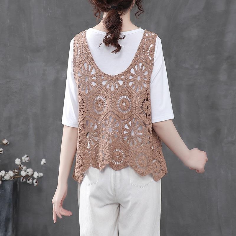 Neue lose europäische Hohlweste mit großem Fett-MM-Pullover ärmellose Weste Slim Top