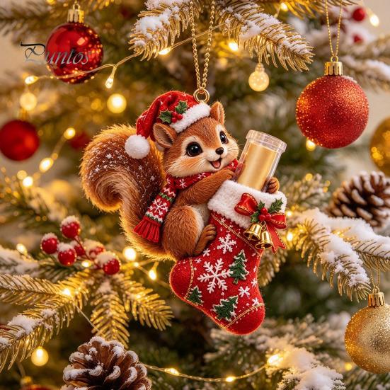 Gift Idea for Grandchildren Christmas Cute Animal Cash Ornament, 2D Flat Squirrel Fox Rabbit Dog Raccoon Teenagers Money Holder Acrylic Xmas