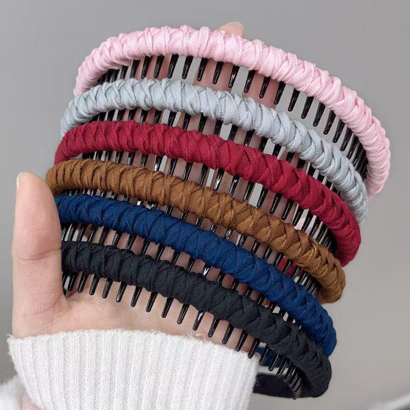 Rutschfestes dünnes geflochtenes Stirnband mit Zähnen für Damen - Ideal zum Waschen des Gesichts und Styling