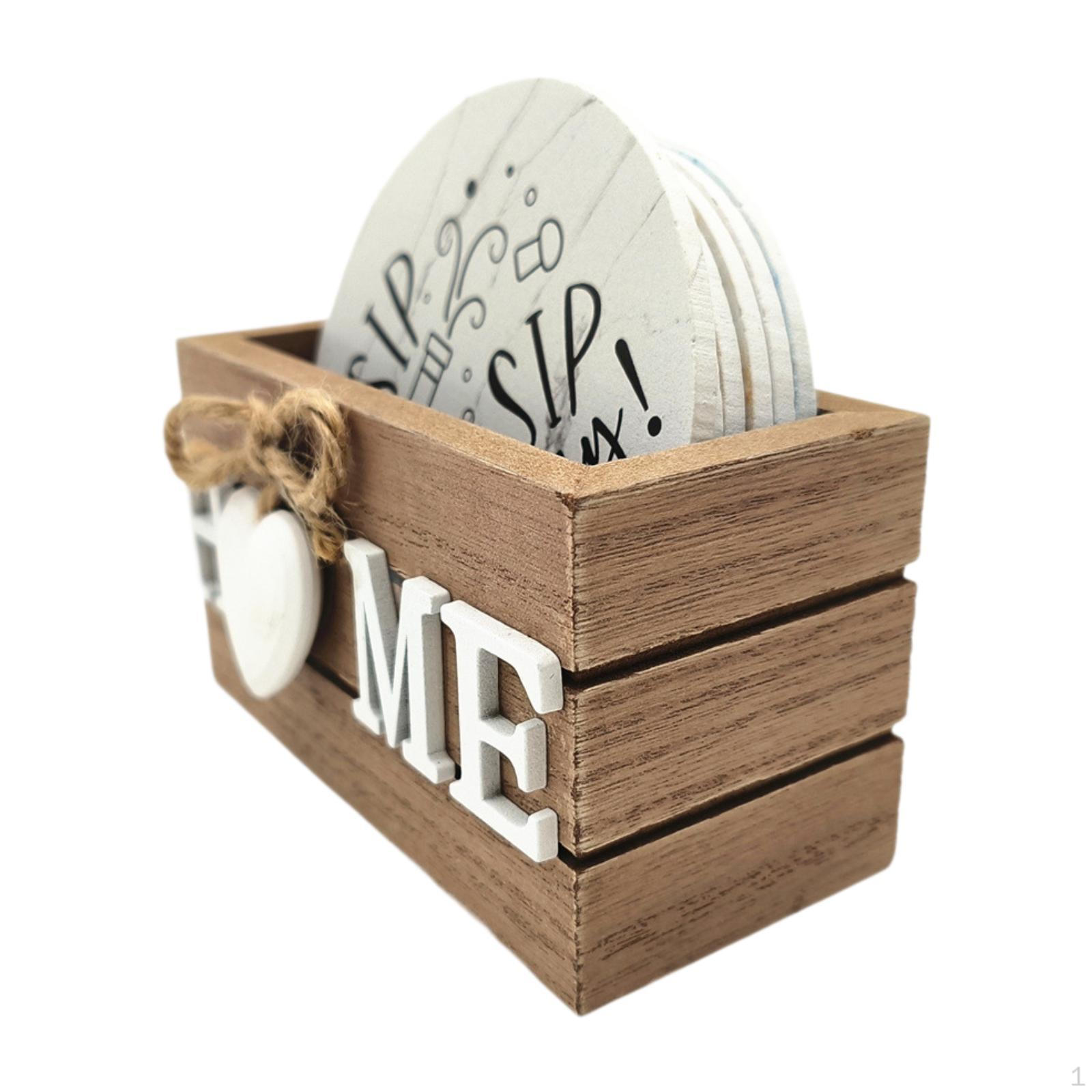 

6 Wooden Drink Coasters with Holder for Home Use and Gatherings