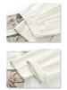 Beige Fleece-Lined Wide-Leg Woolen Pants for Women - New 2024 Autumn/Winter Collection