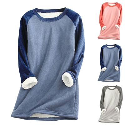 Women  Thick Fleece Printing Sweatshirt Warm Underwear Top