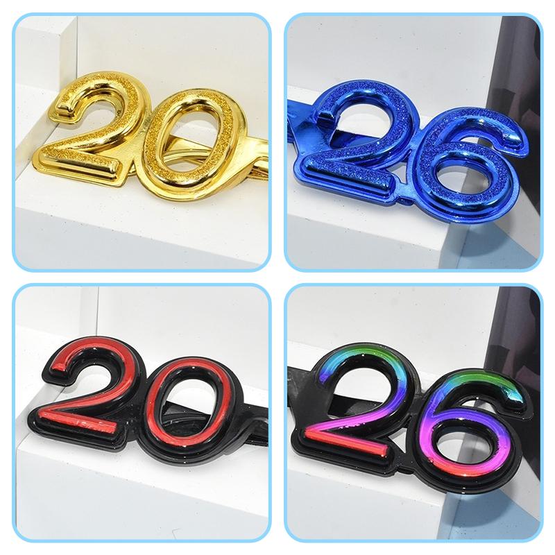 2026 Number Eyeglasses 2026 Happy  Year Glasses Diamond Glitter Sunglasses Cosplay Prop Xmas Party Decoration Funny Glasses