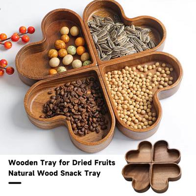 Wooden Tray Multi-purpose Snack Nut Tray Stackable Heart-Shaped Serving Tray Dining