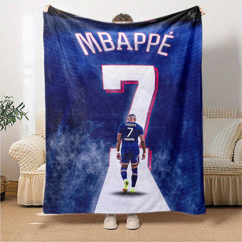 Star Player Kylian Mbappé Blanket Soft & Cozy Perfect for Chair Livingroom Office Four Seasons Universal Playful Design