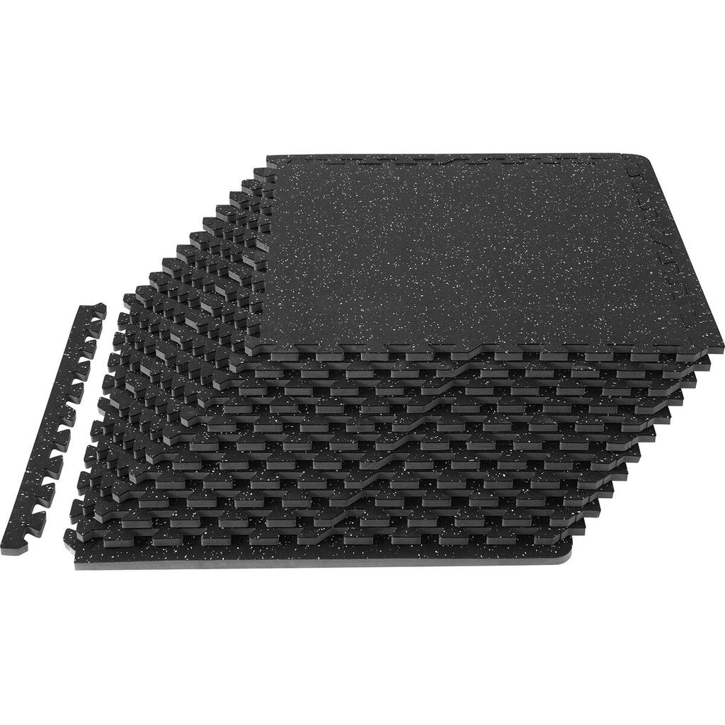 12 PCS 1/2 inch Thick Gym Floor Mats, 24" x 24" EVA Foam & Rubber Top Interlocking Workout Floor Mats with 48 sq.ft Coverage, Waterproof Exercise