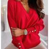 JKASHDK Damesmode Casual Herfst Winter Effen Kleur Print Lange Mouw O-Hals Truien